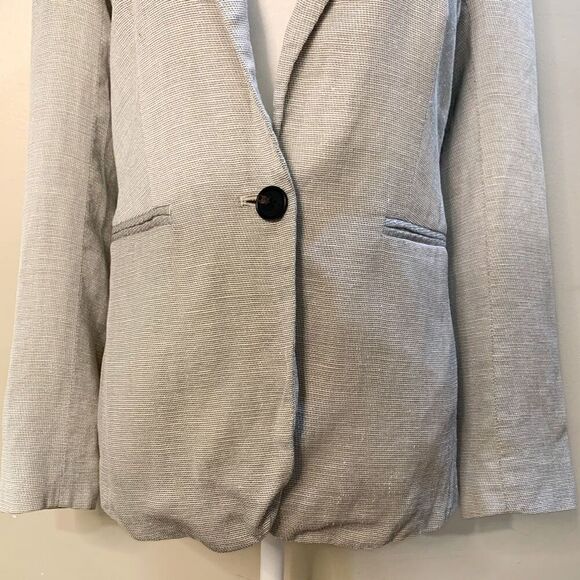 Veronica Beard Dickey Jacket Linen Blend Collared Suit Blazer Size 1 Grey - Picture 5 of 10